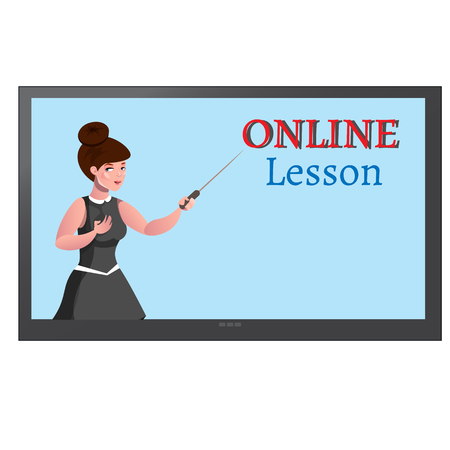Online education design concept with lecturer. Vectorのイラスト素材