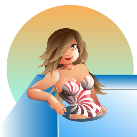 Girl in swimming poolのイラスト素材