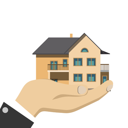 Businessman holding a house isolatedのイラスト素材