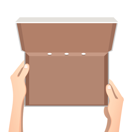 Open empty cardboard food box vector illustrationのイラスト素材