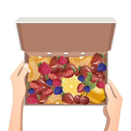 Box with fruits and berry.のイラスト素材
