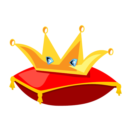 Golden crown on the red pillow.のイラスト素材