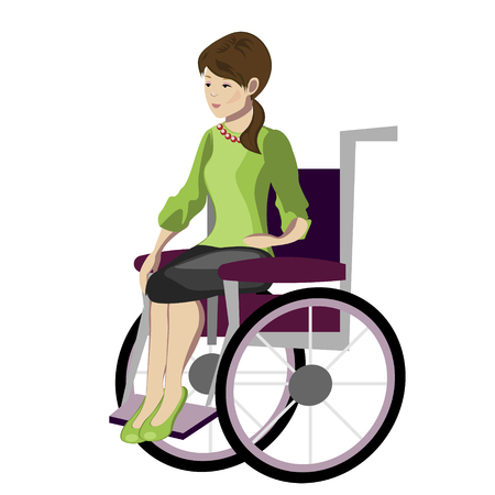 Girl, woman sitting in wheelchair.のイラスト素材