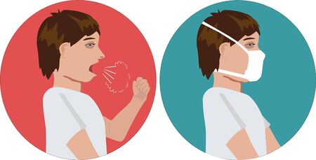 Man in medical face protection mask.のイラスト素材