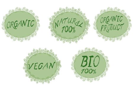 Set of organic healthy vegan logos.のイラスト素材