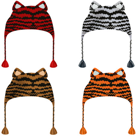 Set of hats with tiger printのイラスト素材