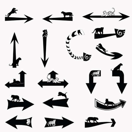 Arrow icon with a tiger.のイラスト素材