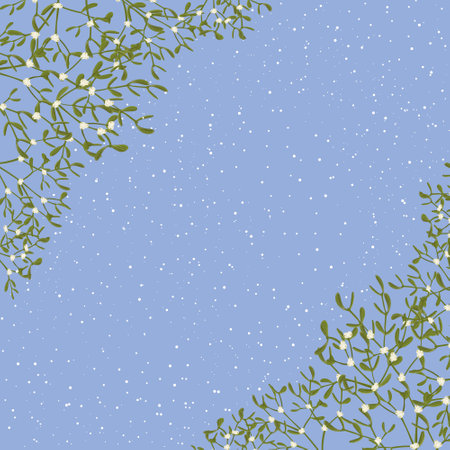 Pattern with mistletoe on a blue backgroundのイラスト素材