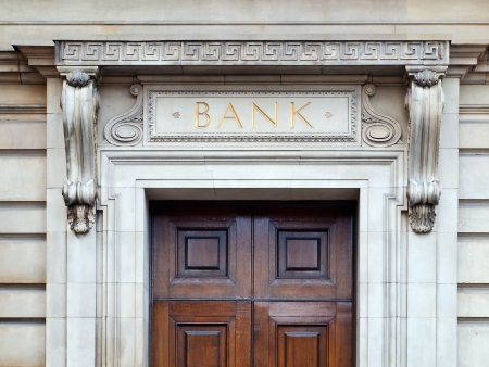 Bank building entranceの写真素材