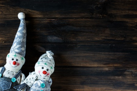 Christmas interior with snowman, Santa. winter composition. christmas background with copy space. New Year background with decorations. Christmas composition. Holiday composition. Xmas decoration.の写真素材