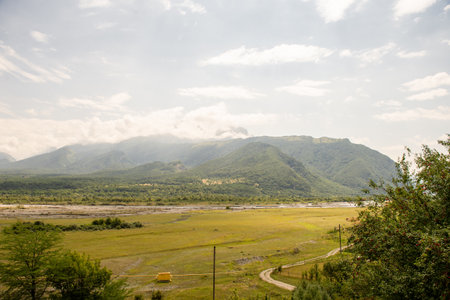 Mountains and nature on the Georgian Military Roadの写真素材