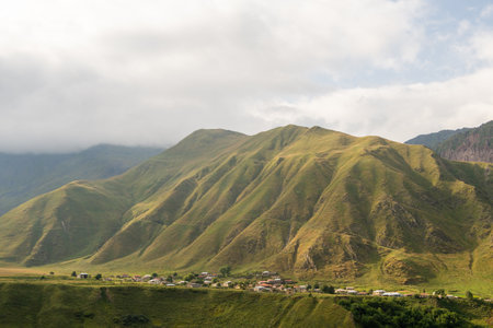 Mountainous terrain on the Georgian military roadの写真素材