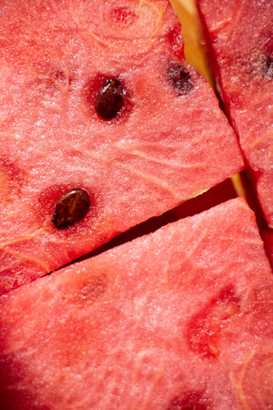 Watermelon slices close up. selective focus. toned.の写真素材