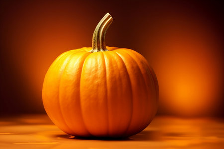 A large orange pumpkin lies on a purple background with drops of water. The concept of preparing for Halloweenの素材