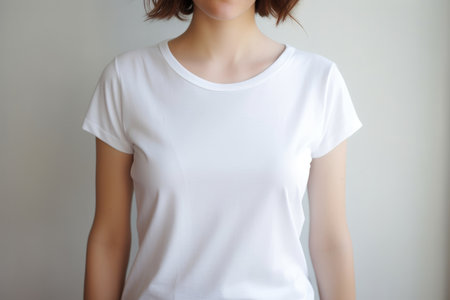 Girl in a white tank top close-upの素材