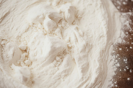 Macro photography of baking soda close-up, light direction, white powderの素材