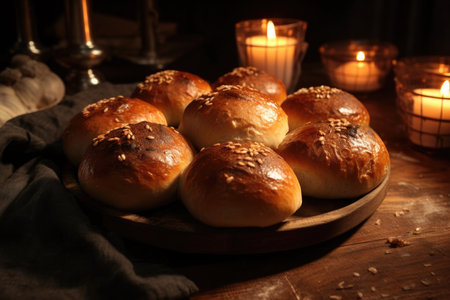 Hot whole wheat flour buns with sesame seedsの素材