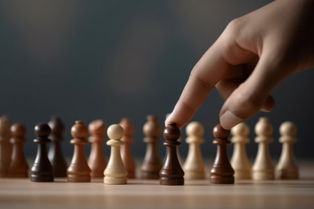 Pawns on a chessboard, rearrange chess piecesの素材