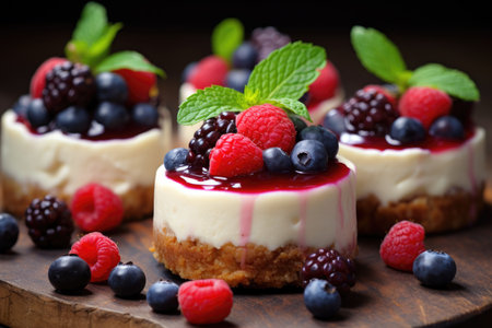 Cheesecake cake with raspberries and blackberriesの素材