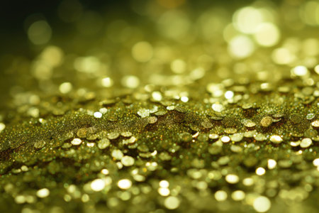 Green and olive sequins close-up, copy spaceの素材