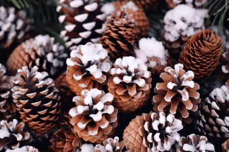 Background image of cones under the snowの素材