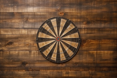 Wooden board on the wall with a target for throwing an ax and playing dartsの素材