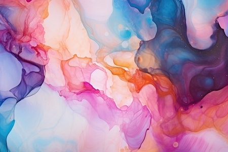 Alcohol ink is translucent. Abstract multicolored marble texture background. Designer wrapping paper, wallpaper. Mixing acrylic paintsの素材