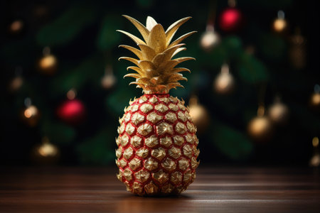 Decorative pineapple of red and gold colorの素材