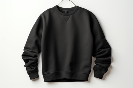 Black sweatshirt hanging on a hanger, copy spaceの素材