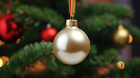 Christmas tree toy in the form of a ball, a place for textの素材