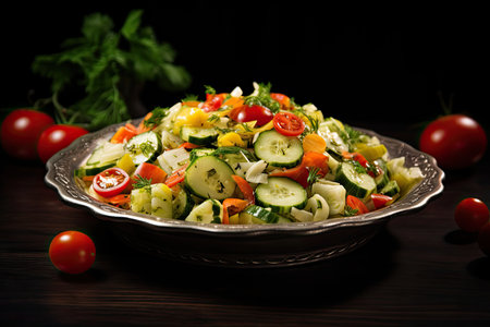 Italian Arabic vegetable salad with side dishの素材