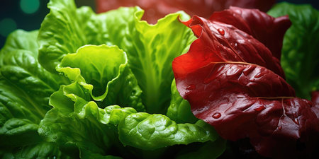 Leafy vegetables with bright red leaves, vegan foodの素材