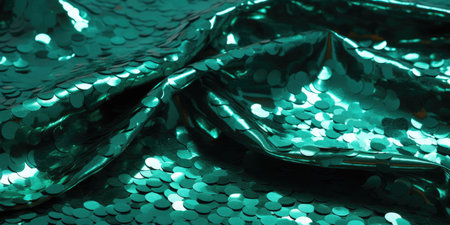 Banner with shiny turquoise fabric, background imageの素材