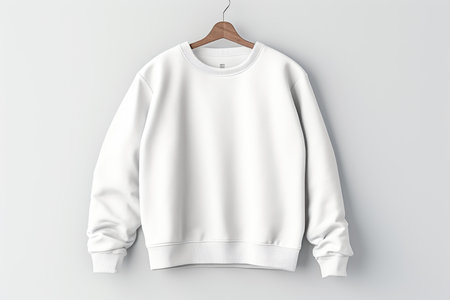 White sweatshirt hanging on a hanger, copy spaceの素材