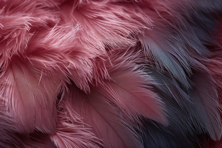 Pink and multicolored feathers close-up, macro shotの素材