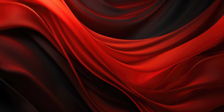 Banner with flying red silk fabric with pleats, background image with smooth linesの素材