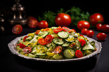 Italian Arabic vegetable salad with side dishの素材