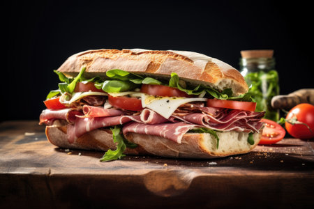 Chopped sandwich or Italian chopped sandwich with cheese and cold cutsの素材