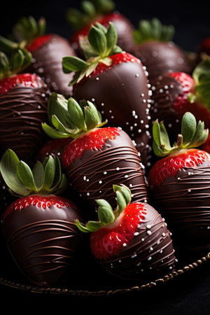 Vegan strawberries in chocolate, festive dessertの素材