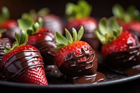Vegan strawberries in chocolate, festive dessertの素材
