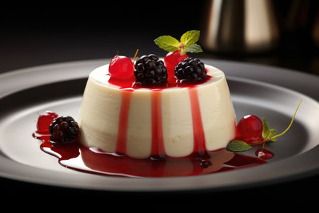 Vegan dessert with creamy panna cotta with berriesの素材