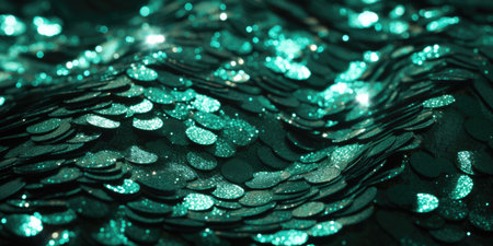 Banner with shiny turquoise fabric, background imageの素材