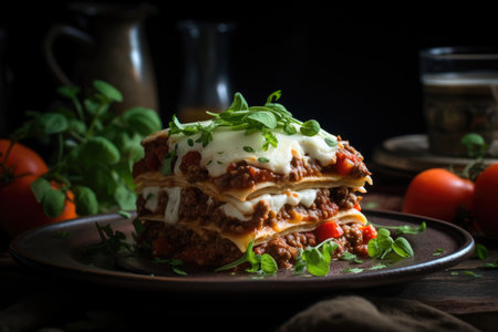 Hot lasagna with pasta and cheeseの素材