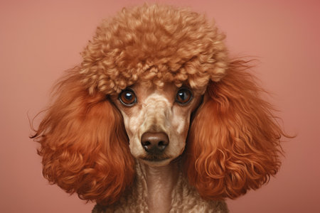 Portrait of a brown poodle dogの素材