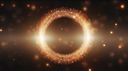 Golden shiny outline of the round frame, magical glowの素材