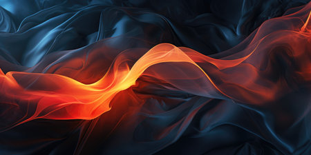 Flowing blue and orange silk, banner background imageの素材