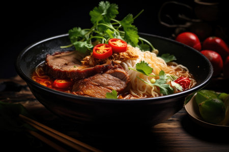Pho Bo soup with meat and noodles, Asian cuisineの素材