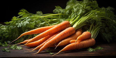 Fresh juicy carrot with leaves, harvesting conceptの素材