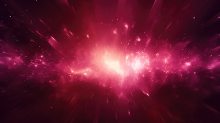 Abstract glowing burgundy light effect with sparkling rays and stardust particlesの素材