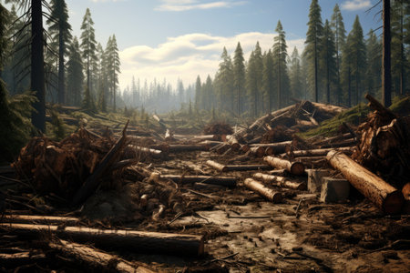 Forest cutting. Wood harvesting woodworking industryの素材